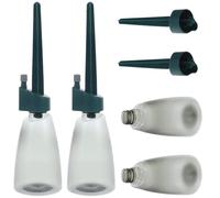 HEMOTON Plant self watering device 4 sets drip irrigation spikes with green bottles for home use and lazy gardeners