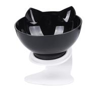 HEMOTON Plastic Cat Feeder Sturdy Plastic Material for Cats Tilting Food Bowl with Neck Guard with Good Biting Resistance, Single Black Bowl for Drinking and Feeding Pets
