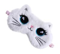 HEMOTON Plush Cartoon Cat Eye Mask for Blindfold with Ergonomic Nose Fit Breathable Lightweight Eye Cover for Night Sleep Naps Travel and Relaxation