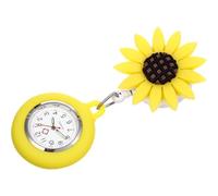 HEMOTON Pocket Nurse Watch Retractable Clip Yellow Sunflower Dial with Luminous Hands Quartz Movement Sturdy and Suitable for Healthcare Staff