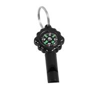 HEMOTON Portable Black Whistle Compass Keychain High Precision Direction for Hiking Camping Outdoor Adventures Convenient Design for