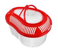 HEMOTON Portable Reptile Terrariums Carrier Cage with Secure Ventilated Lid and Easy Carry Handle for Shrimp Turtles Geckos Medium Red Plastic Breeding Box