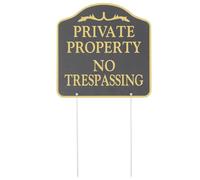 HEMOTON Private Property No Trespassing Sign with Stake Weatherproof Outdoor Yard Warning Sign for Garden House Pasture and Front Path Easy Ground Setup to Deter Unwanted Visitors