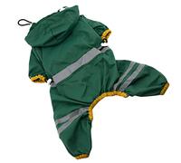 HEMOTON PVC Dog Raincoat for Small and Dogs Breathable Single Layer Design Dark Green Puppy Rainwear with Open Tail for Comfortable Movement