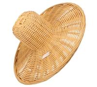 HEMOTON Rattan Cosplay Hat Lightweight Handmade Asian Cone Sunshade Cap for Outdoor Play Party Rice Farmer Costume Accessory Woven Design