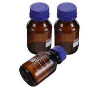 HEMOTON Reagent Bottles Graduated Airtight Bottles with Lids 250ml Brown Glass 3pcs with Ultraviolet and Chemical Stability for Reagent Storage and Chemical Laboratories