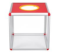 HEMOTON Red Transparent Acrylic Lottery Box 10 Inch Square Clear Raffle Ticket Box for Voting Donation Charity Fundraising and Party Games