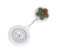 HEMOTON Retractable Quartz Nurse Watch Clip-on Silicone Star Design Portable Pocket Watch for Medical Staff in Military Green