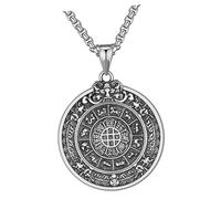 HEMOTON Retro Chinese Zodiac Pendant Necklace for Men Feng Shui Luck Charm Clavicle Chain Twelve Zodiac Signs Amulet Jewelry Delicate Craftsmanship Masculine Style for Parties and