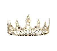 HEMOTON Retro Crown King Crowns for Men Prom Gold Renaissance Royal Tiara Photo Booth Props for Princess Medieval Cosplay Event Hair Accessories