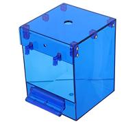 HEMOTON Reusable Acrylic Bird Shower Box for Small Birds and Parrots for Cage Easy to Clean Transparent Blue Bath Basin Suitable for Parakeets Canaries
