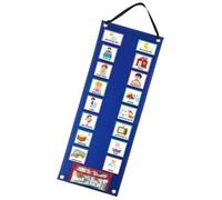 HEMOTON Reusable Chores Chart Visual Schedule Board in Blue, Made of Polyester and Felt, Helps Develop Routines and Reward Good Behaviour, for DIY Home Learning and Morning Routine