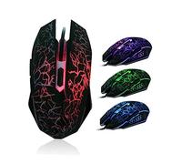 HEMOTON Rgb Wired Gaming Mouse with Crack Design Usb Optical Mouse for Pc and Laptop 6 Buttons Ergonomic Black Color