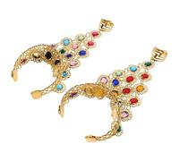 HEMOTON Rhinestone Belly Dance Jewelry Hand Chain Bracelet with Rings for Women Sparkling Charm Bracelet Costume Accessories for Belly Dancer Wrist Exotic Performance Wrist Jewelry