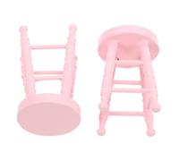 HEMOTON Scale Miniature Wooden Stool with Natural Finish Realistic High Leg Round Design for Dollhouse Decor Portable Solid Wood Furniture Prop for Crafts and Micro Scenes Pink
