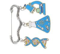 HEMOTON Science Experiment Brooch Cute Microscope Beaker Lapel Pin for Back to School Student Doctor Party Dna Chemical Jewelry