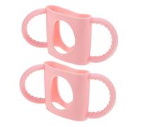 HEMOTON Silicone Baby Bottles Handles and Milk Bottles Grip for Toddlers Anti-Slip Removable Handle Support Lightweight Silicone Milk Grip for Infant Feeding 2pcs Pink Set