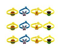 HEMOTON Silicone Bracelets Easter Protect The Wrist, for Easter Day Party Accessories 12pcs Easy to Take for Featuring Cartoon Chick, Flower and Designs