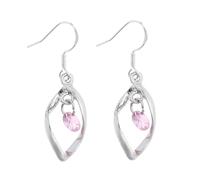 HEMOTON Silver Rhinestone Dangle Earrings S925 Sterling Silver Long Crystal Ear Pendants for Women Elegant Party Jewelry