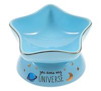HEMOTON Sky Ceramic Cat Bowl Elevated Slow Feed PET Feeder for Cats and Dogs Decorative 1.5L Non-Slip Base for Household Use