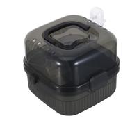 HEMOTON Small Animal Travel Carrier Cage for Hamsters and Guinea Pigs, Dual-Layer Black Plastic Pet Carrier with Handle, Portable Small Pets Transport Case for Chinchillas and Ferrets