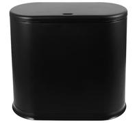 HEMOTON Small Black Trash Can with Press Lid, Stable Pp Plastic Waste Bin for Office Desk, Bathroom or Bedroom, Simple Style Garbage Container to Decorate the House