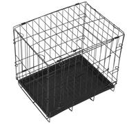 HEMOTON Small Dog Crate and Detachable Plastic Tray with Ventilated Structure Sturdy Iron Folding Cage Multipurpose Collapsible Pet Travel Carrier for Rabbits and Cats Suitable for Home
