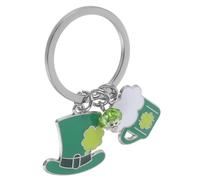 HEMOTON St Patrick's Day Decorative Keychain Four Leaf Shamrock Pendant Green Hat Keyring for Backpack Purse Charm Metal Lightweight Accessory