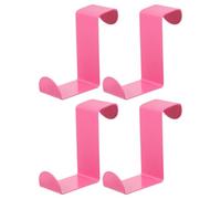 4pcs Over the Hooks Pink Hanging Door Hooks Single Reversible Coat Towel Clothes Hook Hangers for Bedroom Kitchen Entryway Door Pink