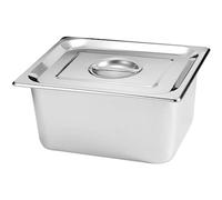 HEMOTON Stainless Steel Food Container Pan with Lid 10.4X6.5X5.9 Inch Multi-Functional Steam Table Tray for Buffet Catering and Home Food Storage