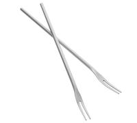 HEMOTON Stainless Steel Fruit Forks with Long Handle Set of 2 Two Teeth Dessert Forks Practical Cake Forks Party Supplies for Home Bar Cafe Banquet