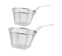 HEMOTON Stainless Steel Frying Baskets Set of 2 with Folding Handles Deep Wire Mesh Strainers for Kitchen Frying Draining Oil Quickly Ideal for French Fries and Pasta Cooking