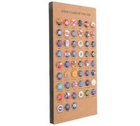 HEMOTON State Flag Push Pins for Cork Board and Map Marking, Wooden and Iron Material, Multi-functional Thumbtacks for Home and Art Craft Activities, Novelty Decorative Office