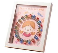 HEMOTON Teeth Storage Box Tooth Box Keepsake for Boys and Girls Milk Memorial Photo Frame White Frame for Little Princess