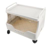 HEMOTON Tier Rolling Printer Cart for Office with Locking Wheels | Plastic Frame, Reinforced Shelves, under Desk Fit, Portable Storage Rack for Small Workspace Use