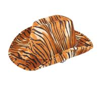 HEMOTON Tiger Print Cowgirl Hat for Women Stylish Decorative Cap for Parties Costumes and Celebrations Fun Animal Print Accessory for Themed Events