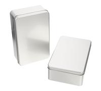 HEMOTON Tiramisu Packaging Box Set 2 Pcs Silver Rectangular Tin Boxes with Hinged Lids 7X4.3X2 Inch Medium Metal Sweet Biscuit Tins for Home Storage and Party Presentation
