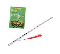 HEMOTON Traditional Chinese Dizi Flute 304 Stainless Steel G Tune Horizontal Wind Instrument for Beginners Portable Accurate Tuning Includes Textbook