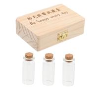HEMOTON Umbilical Cord Keepsake Box for Preserving Milk Teeth Made of Processed Wood with 3 Bottles Designed as A Wooden Collection Box and Fetal Hair for Newborn Storage