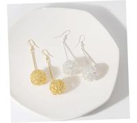 HEMOTON Unique 2 Pairs Hollow Wire Ball Earrings, Delicate Geometric Iron Wire Woven Ear Pendants for Women, Creative Ear Decoration Jewelry for Daily Wear and