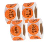 HEMOTON Use First Label Sign 4 Rolls Round Adhesive Food Stickers Orange for Catering Food Service Inventory Management