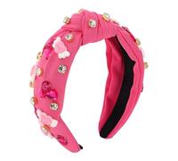 HEMOTON Valentines Day Rhinestone Headband Knotted Hair Accessory with Beaded Heart and Angel Wings Stylish for Womens Valentines Outfit Party