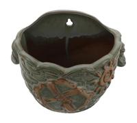 HEMOTON Vintage Ceramic Wall Planter for Green Pothos and Succulents, round Retro Boho Style Wall Mounted Plant Pot, Versatile Installation for Balconies and Kitchens