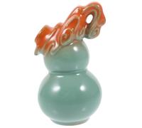 HEMOTON Vintage Floating Teapot Fountain with Invisible Flowing Water Effect Creative Ceramic Tabletop Ornament Decorative Single Hanging Kettle with Support Tube Unique Desktop Water