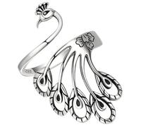 HEMOTON Vintage Peacock Ring for Women Adjustable Copper Boho Jewellery with Classic Ethnic Style, Well Designed Silver Tone Statement Ring for Crocheting and Knitting Color Color