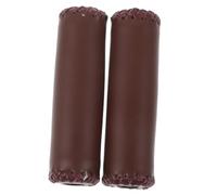 HEMOTON Vintage Pu Leather Bike Handlebar Grips Set, Hand-sewn Soft Elastic Brown Bicycle Handle Covers for Road Bike Cycling Accessories