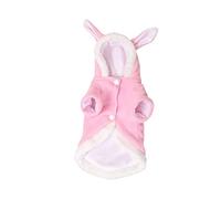 HEMOTON Warm Plush Pet Rabbit Costume with Hood and Bunny Ears for Small Dogs and Cats Xs Pink Outfit for Halloween Christmas Birthdays and Daily Wear
