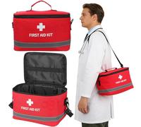 HEMOTON Waterproof Cylinder Shape First Aid Kit Bag in Red with Oxford Cloth Material, Easy to Close and Open Shoulder Emergency Survival Bag for Travel and Outdoor Activities Random Color