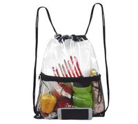 HEMOTON Waterproof Toiletry Bag Drawstring Backpack Large Travel Beach Shower Tote Organizer Black 34x45cm Portable Shower Basket for Gym Holiday Use