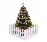 HEMOTON White Plastic Picket Fence Panels for Garden Decoration 5 Pieces Mini Plastic Garden Fence Panels 12 Inch White Picket Fencing for Christmas Tree and Home Party